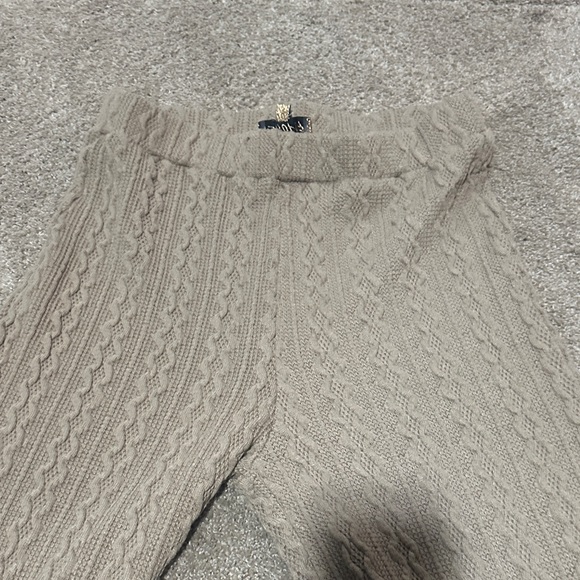 Beige Knit Wide-Leg Pants - Picture 3 of 4